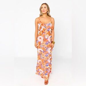Floral Orange and Purple Maxi Dress